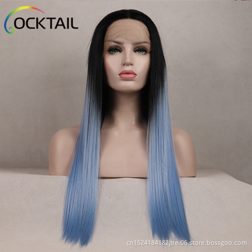 High temperature fiber purple green blue colour synthetic wig